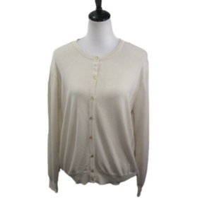 Bedford Fair Cream Button Front Cardigan Size Large